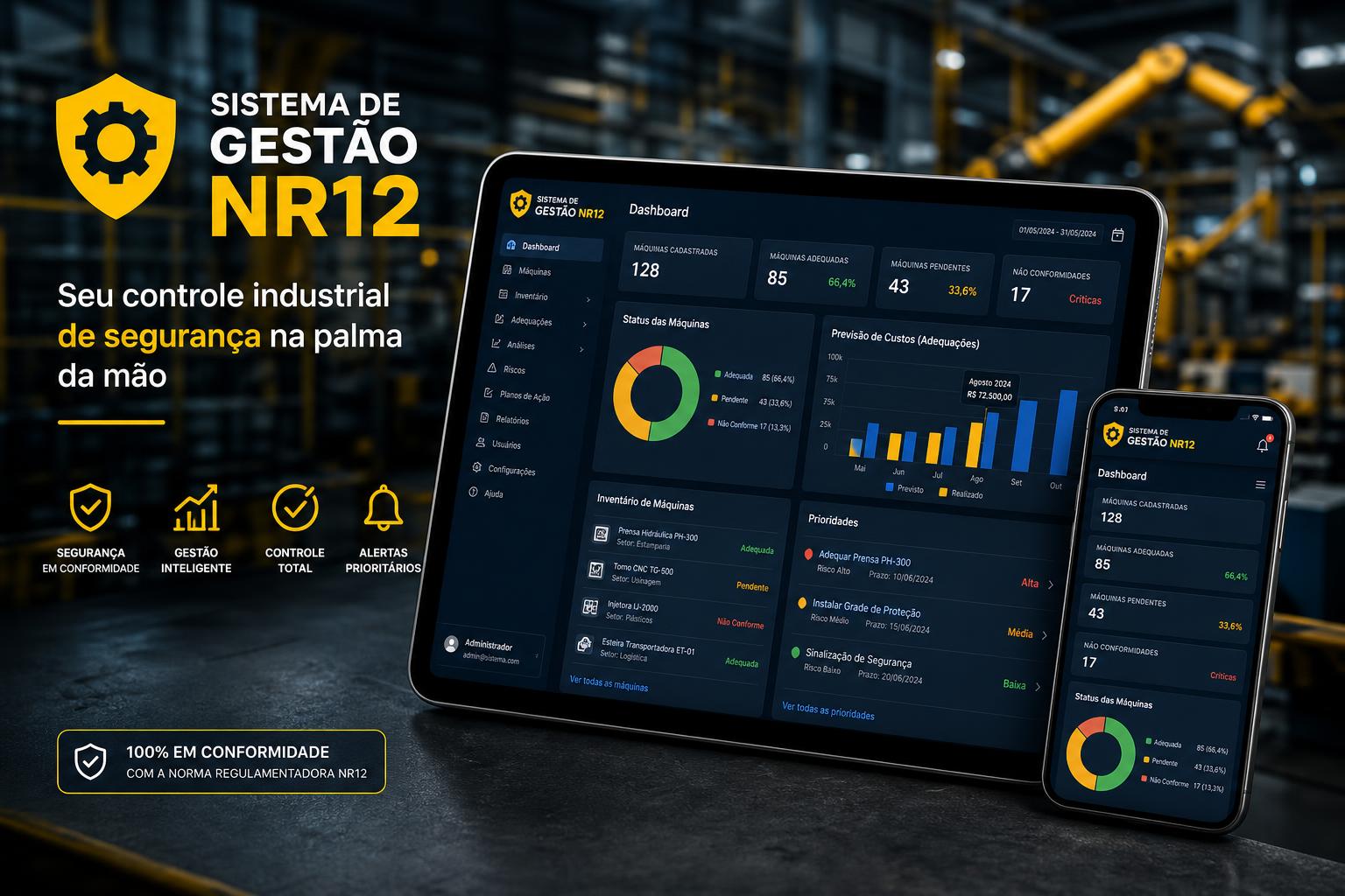 Sistema de Gestão NR12 — controle industrial de segurança