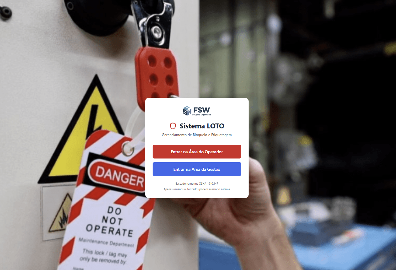 Sistema LOTO da FSW — gestão de bloqueio e etiquetagem