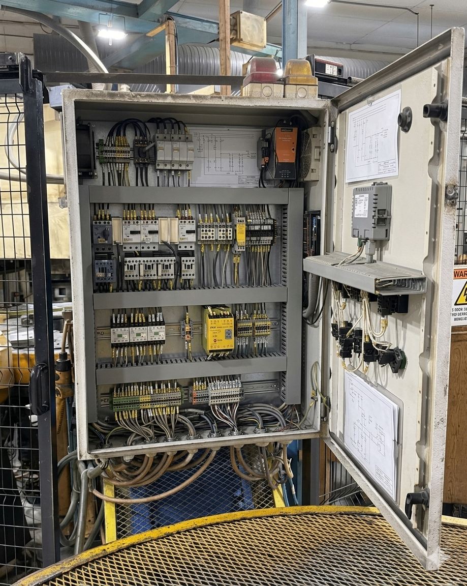 Quadro elétrico em fase de comissionamento